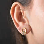 GP Yellow Sapphire & Blue Sapphire Earrings with Push Back in 18K Vermeil Yellow Gold Sterling Silver
