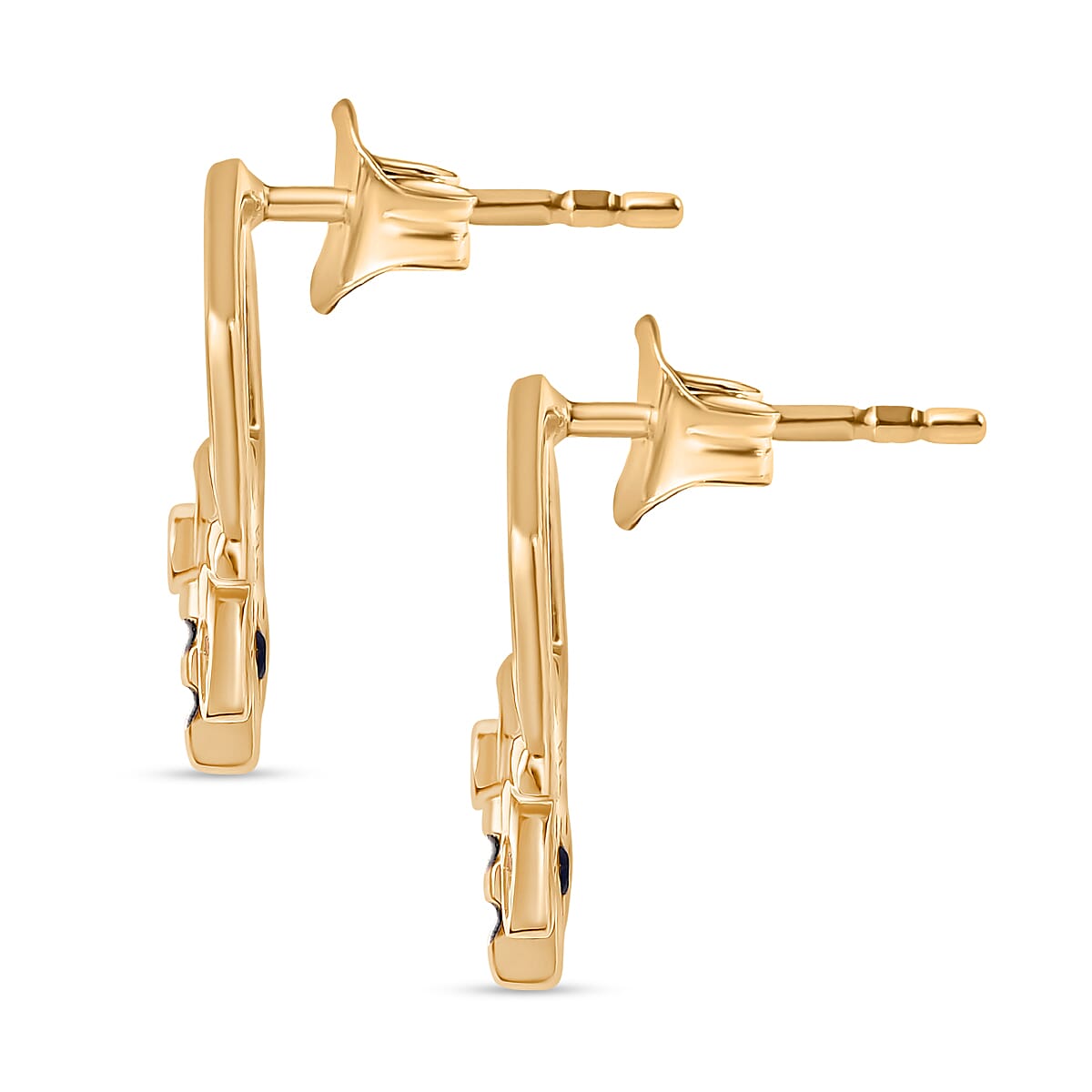 GP Yellow Sapphire &amp; Blue Sapphire Earrings with Push Back in 18K Vermeil Yellow Gold Sterling Silver 8109555 11