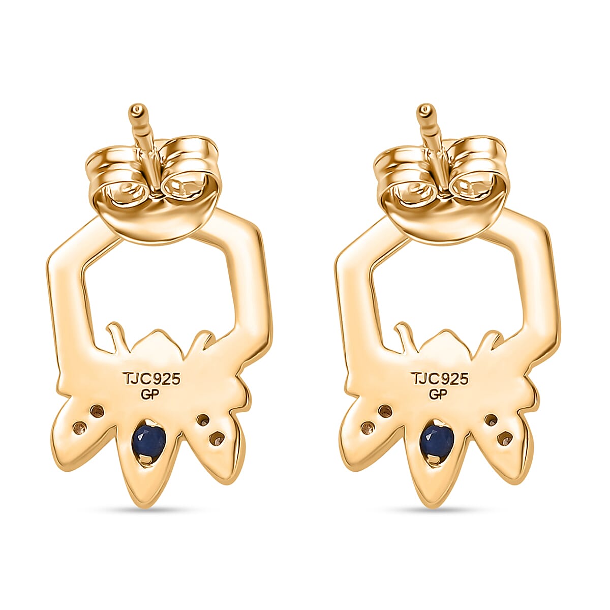 GP Yellow Sapphire &amp; Blue Sapphire Earrings with Push Back in 18K Vermeil Yellow Gold Sterling Silver 8109555 14