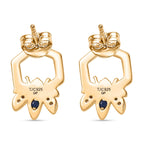 GP Yellow Sapphire & Blue Sapphire Earrings with Push Back in 18K Vermeil Yellow Gold Sterling Silver