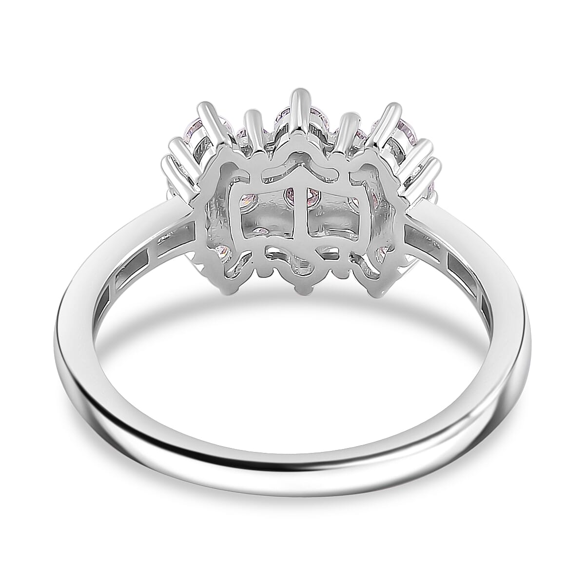 RADIANTA GRA Certified 1.07 Ct. Moissanite Cluster Ring in Rhodium Overlay Sterling Silver (D-VVS1) 7967634 4