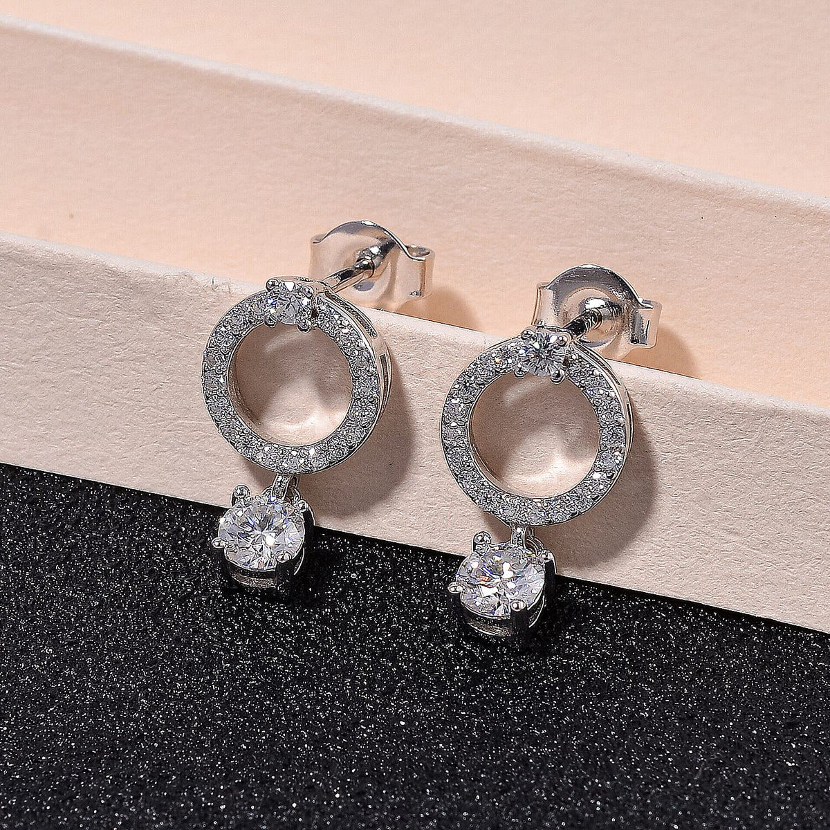 RADIANTA GRA Certified Moissanite D-VVS1 Earrings With Push Back in Rhodium Overlay Sterling Silver 1.02 Ct. V32738705 2