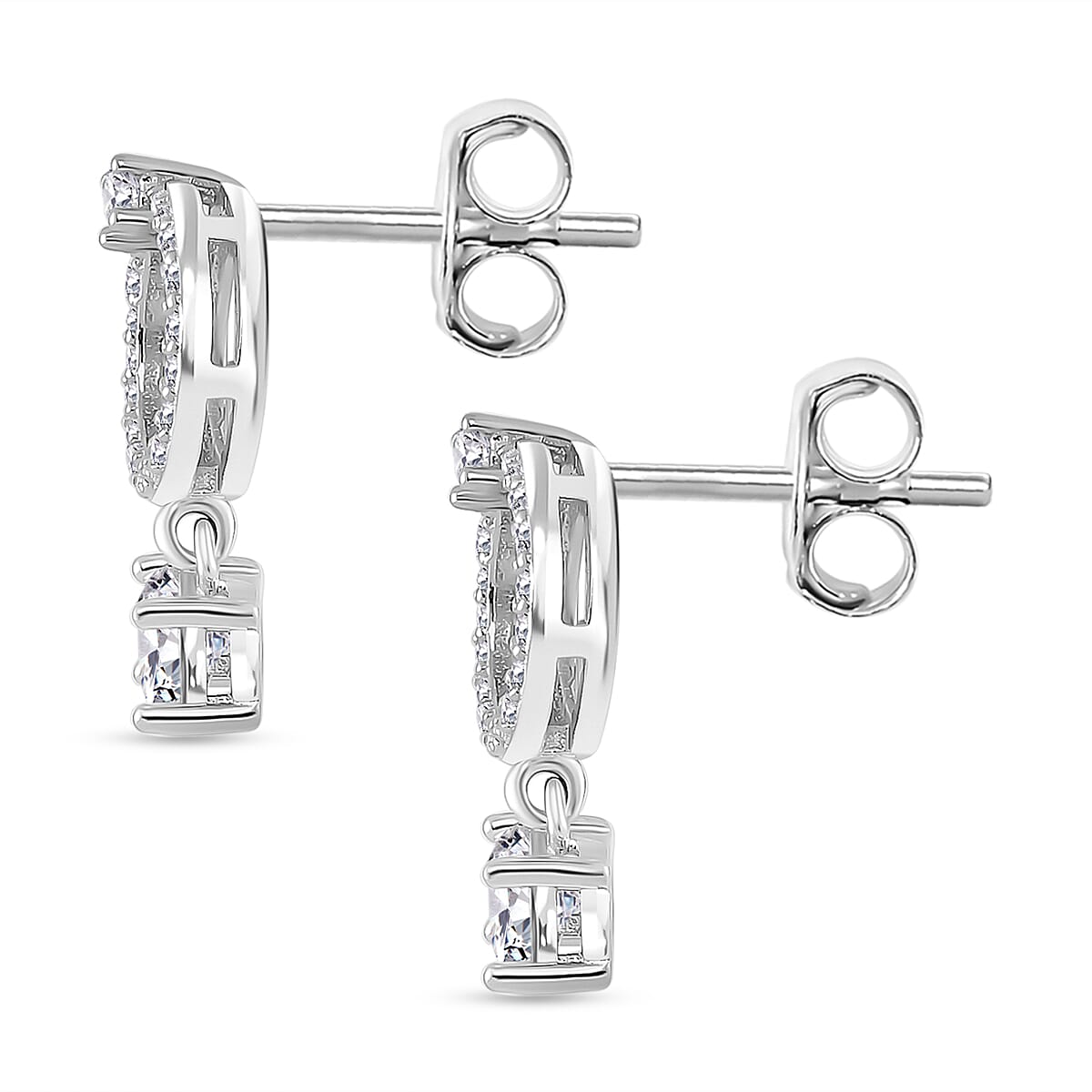 RADIANTA GRA Certified Moissanite D-VVS1 Earrings With Push Back in Rhodium Overlay Sterling Silver 1.02 Ct. V32738705 4