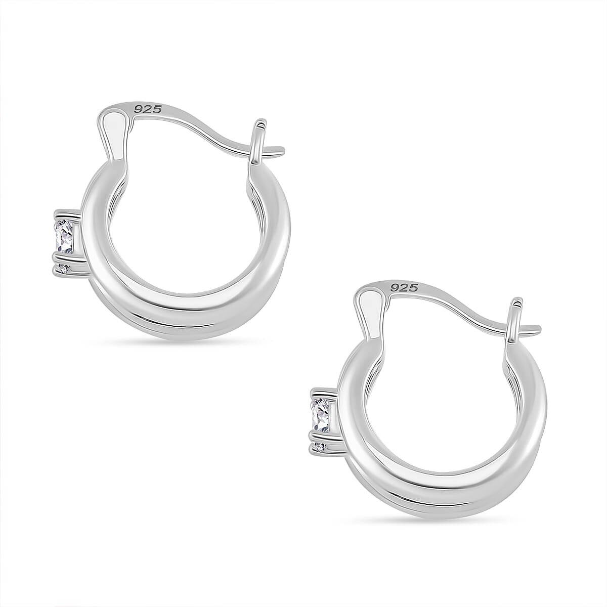 GRA Certified Moissanite Hoop Earrings in Rhodium Overlay Sterling Silver 7967601 4