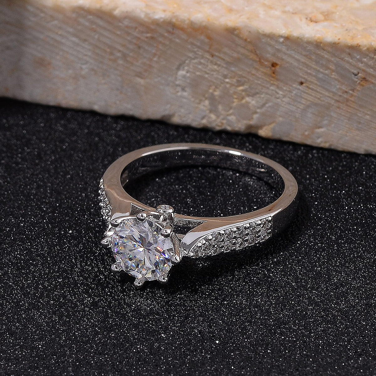 RADIANTA Moissanite - GRA Certified D-VVS1 Moissanite Ring in Rhodium Overlay Sterling Silver 1.52 Ct. 7967612 2