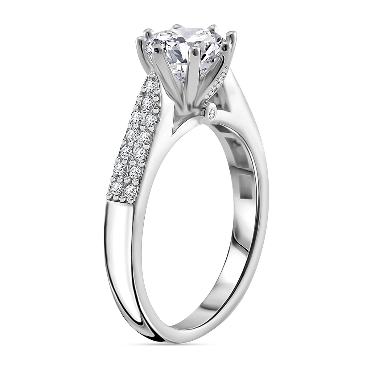 RADIANTA Moissanite - GRA Certified D-VVS1 Moissanite Ring in Rhodium Overlay Sterling Silver 1.52 Ct. 7967612 4