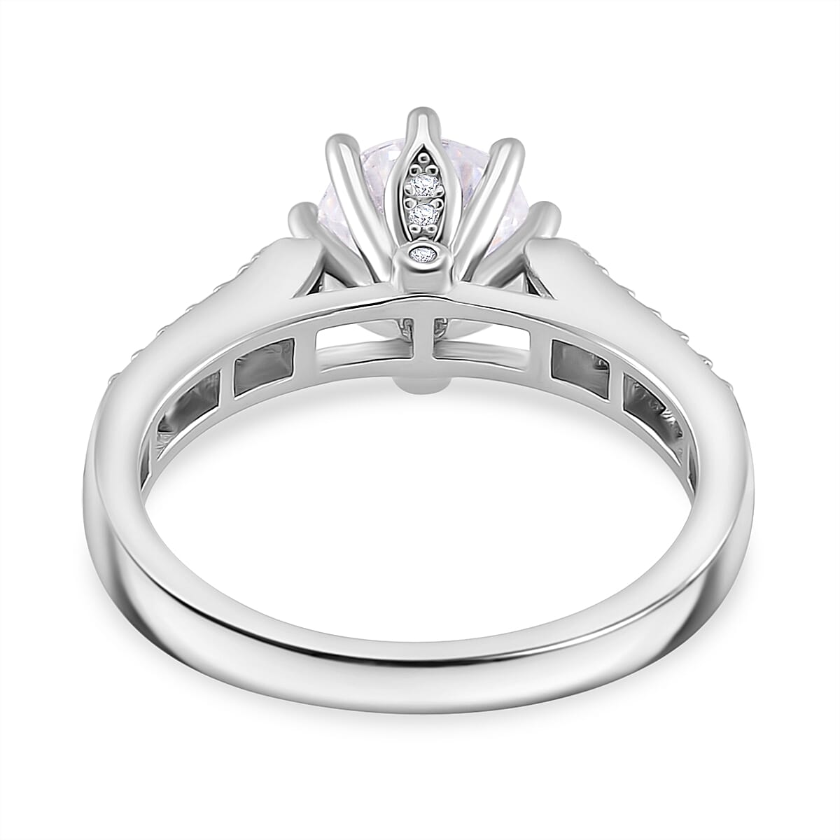 RADIANTA Moissanite - GRA Certified D-VVS1 Moissanite Ring in Rhodium Overlay Sterling Silver 1.52 Ct. 7967612 5
