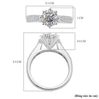 RADIANTA Moissanite - GRA Certified D-VVS1 Moissanite Ring in Rhodium Overlay Sterling Silver 1.52 Ct.