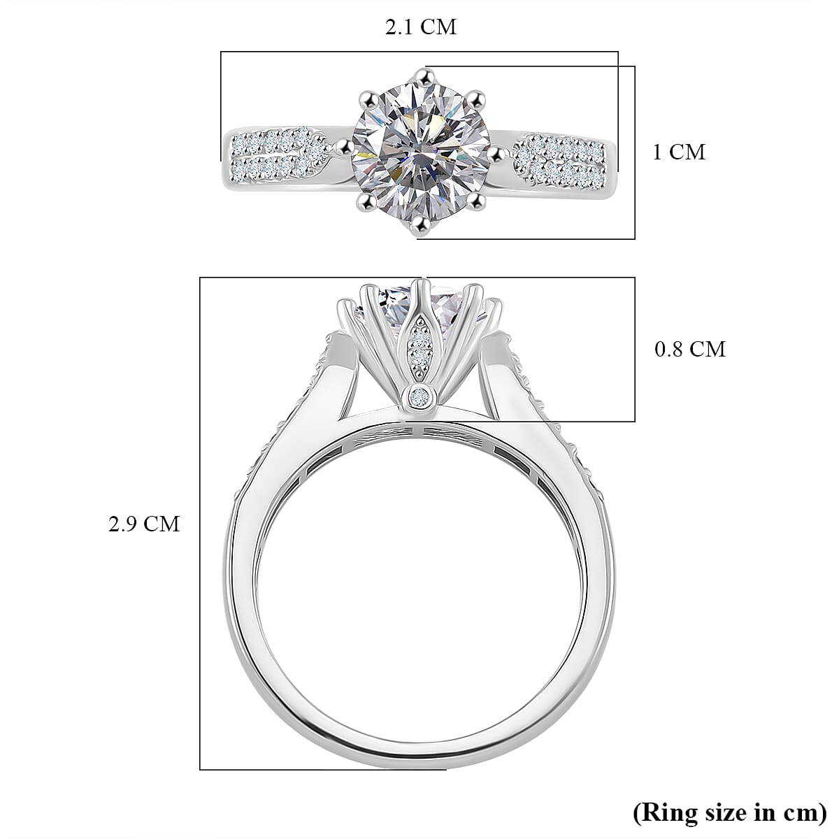 RADIANTA Moissanite - GRA Certified D-VVS1 Moissanite Ring in Rhodium Overlay Sterling Silver 1.52 Ct. 7967612 6
