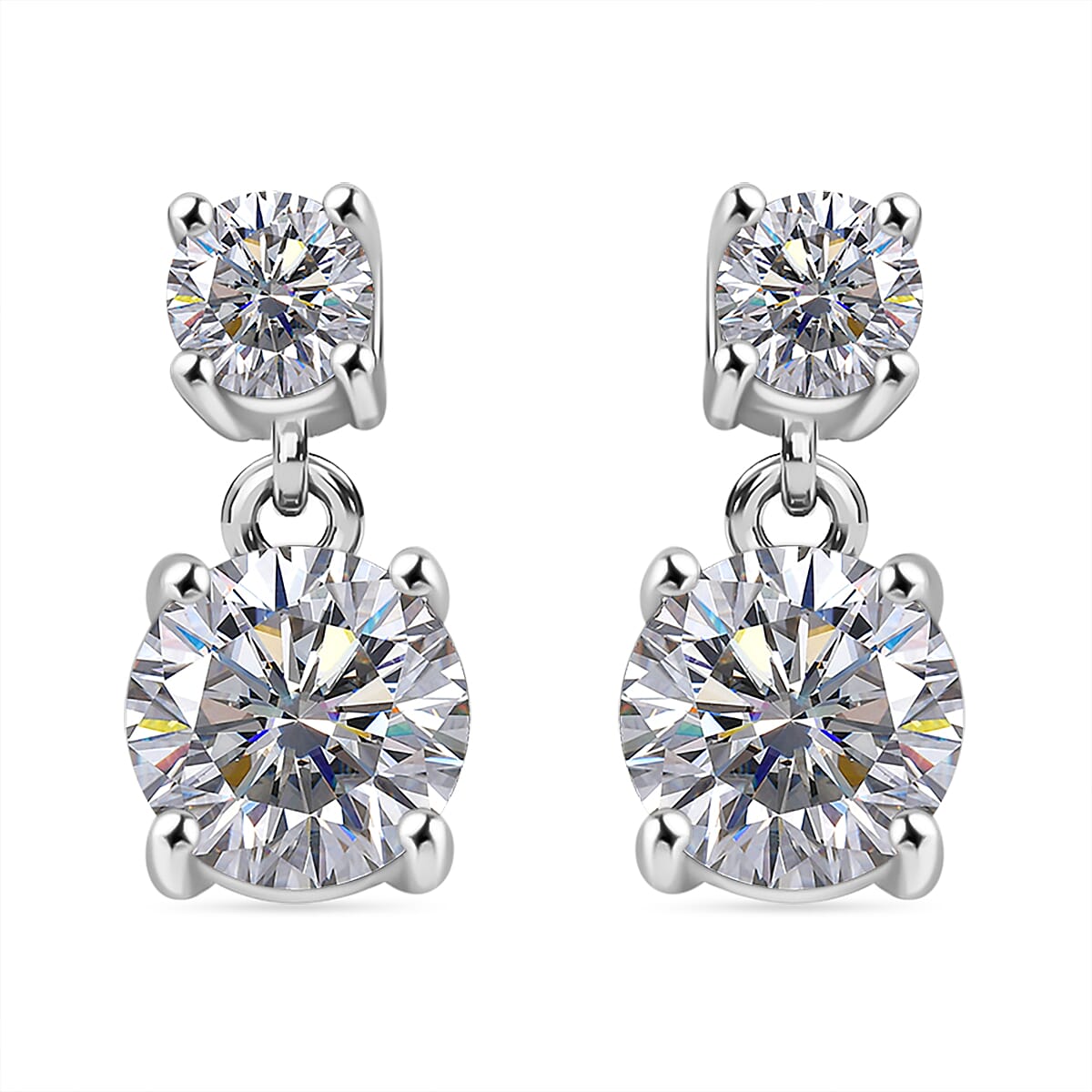 RADIANTA Moissanite - GRA Certified D-VVS1 Moissanite Solitaire Stud Push Post Earring With Push Back in Rhodium Overlay Sterling Silver 1.14 Ct. 7967594 0