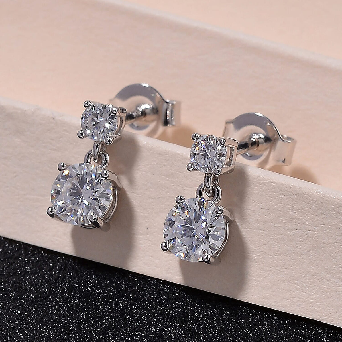 RADIANTA Moissanite - GRA Certified D-VVS1 Moissanite Solitaire Stud Push Post Earring With Push Back in Rhodium Overlay Sterling Silver 1.14 Ct. 7967594 1