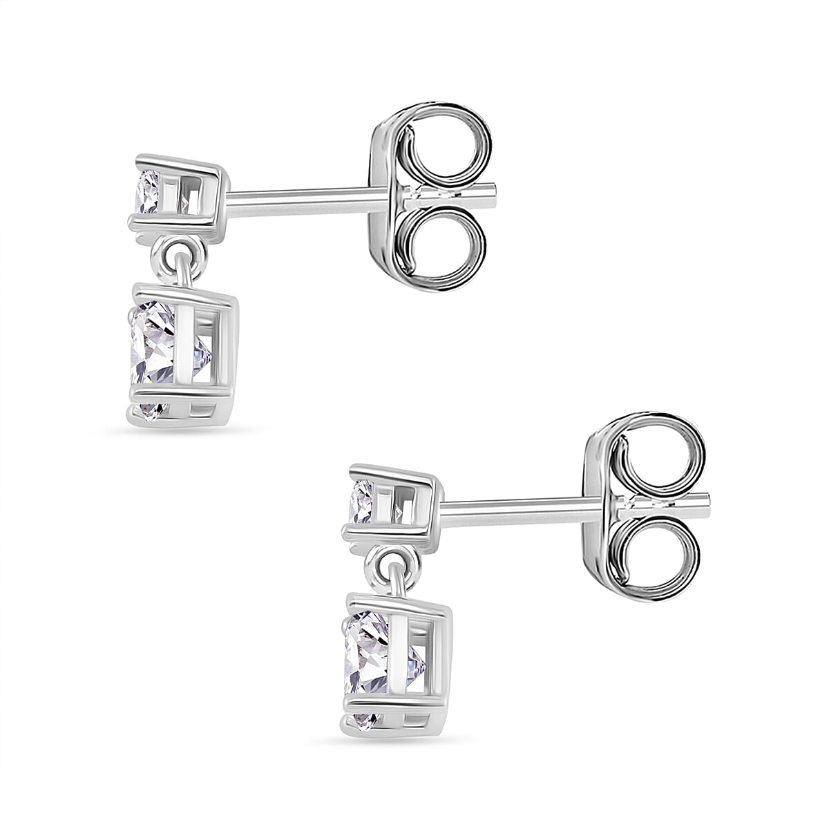 RADIANTA Moissanite - GRA Certified D-VVS1 Moissanite Solitaire Stud Push Post Earring With Push Back in Rhodium Overlay Sterling Silver 1.14 Ct. 7967594 3