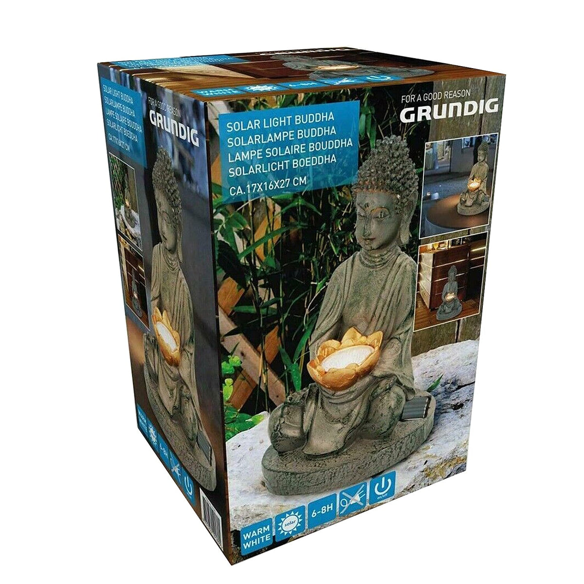 Buddha Garden Ornaments with Solar Lights - 25cm (H) 7576312 3