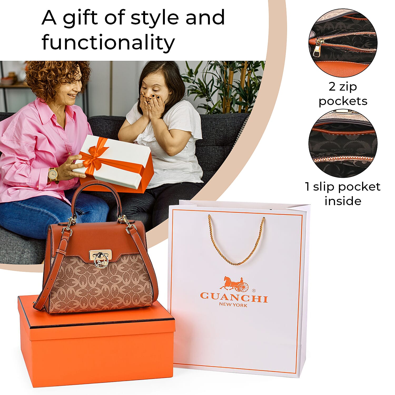 GUANCHI Patterned Crossbody Bag with Handle Drop 7693010 14