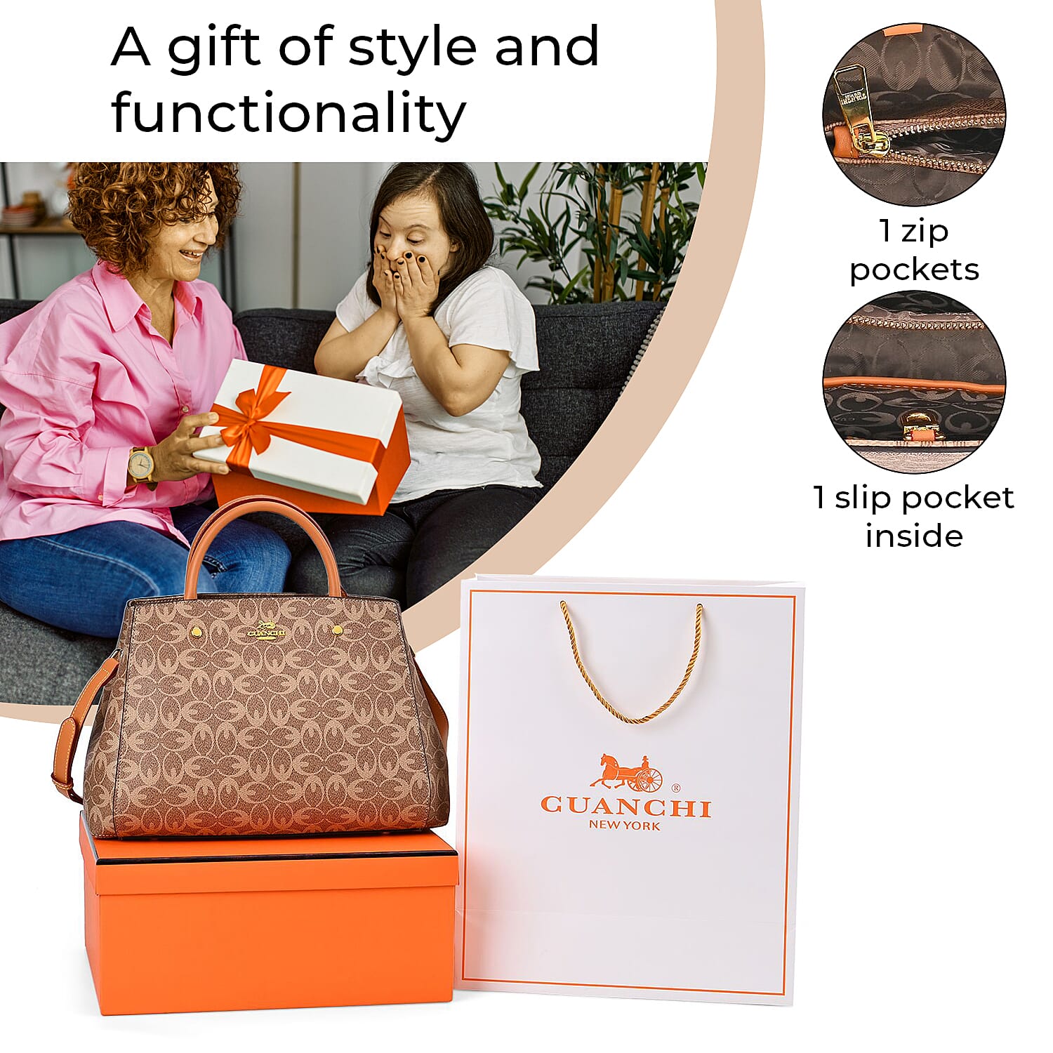 GUANCHI Crossbody Bag with Handle Drop - Brown 7693060 13