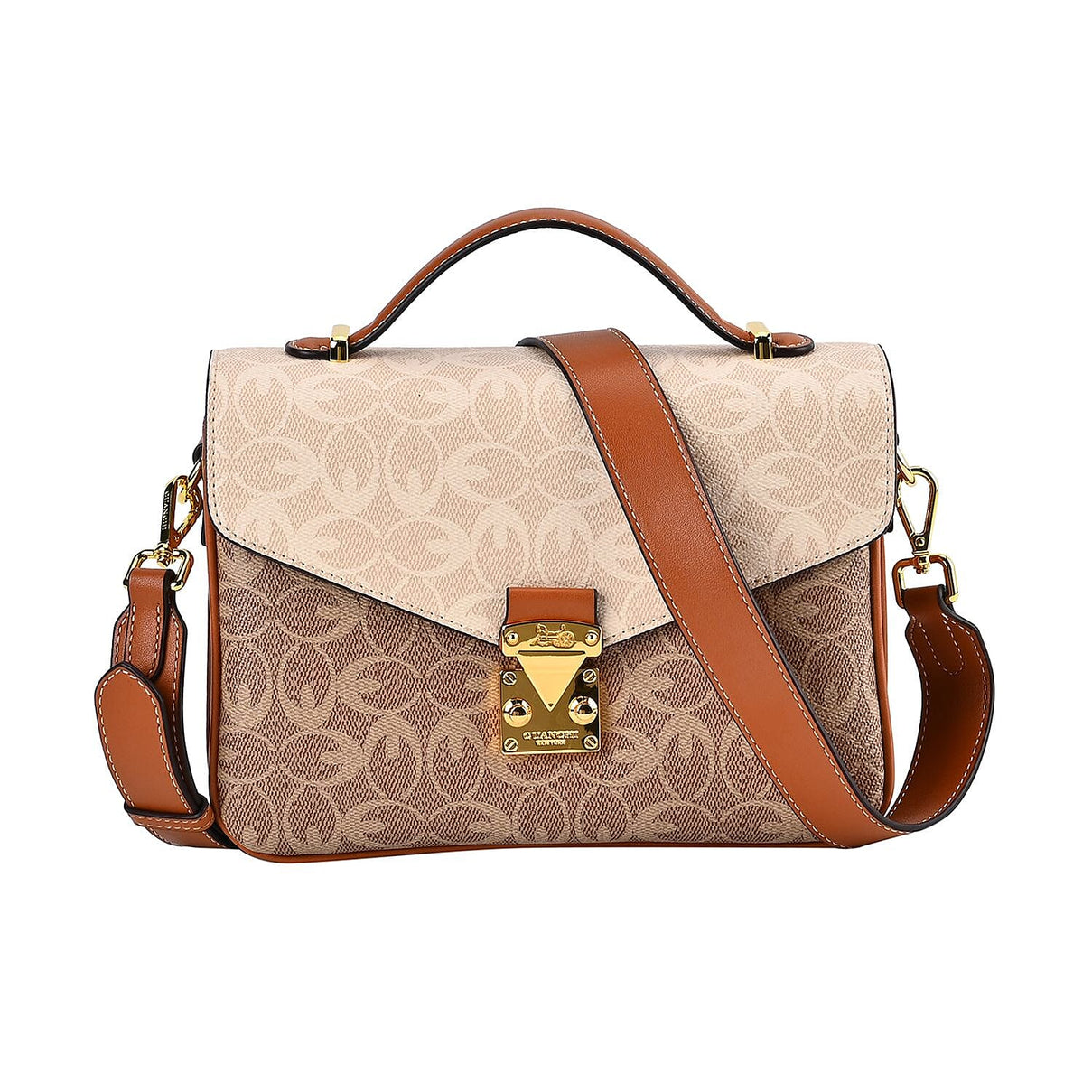 GUANCHI Crossbody Bag with Shoulder Strap - Off White &amp; Brown 7692851 10