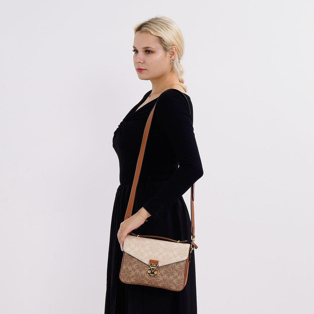 GUANCHI Crossbody Bag with Shoulder Strap - Off White &amp; Brown 7692851 11