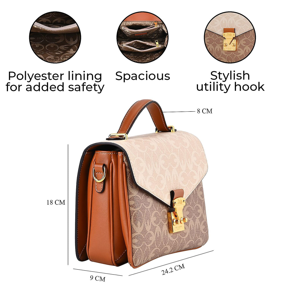 GUANCHI Crossbody Bag with Shoulder Strap - Off White &amp; Brown 7692851 15