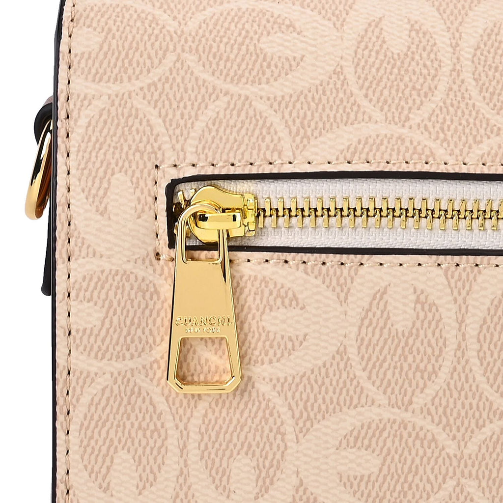 GUANCHI Crossbody Bag with Shoulder Strap - Off White & Brown