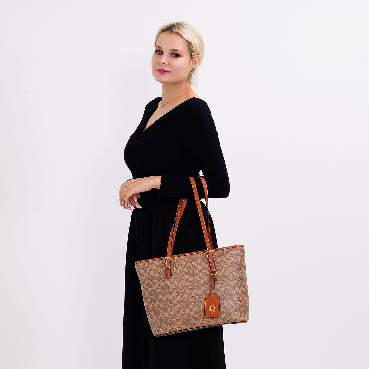 GUANCHI Tote Bag with Pouch &amp; Handle Drop - Brown 7692831 10