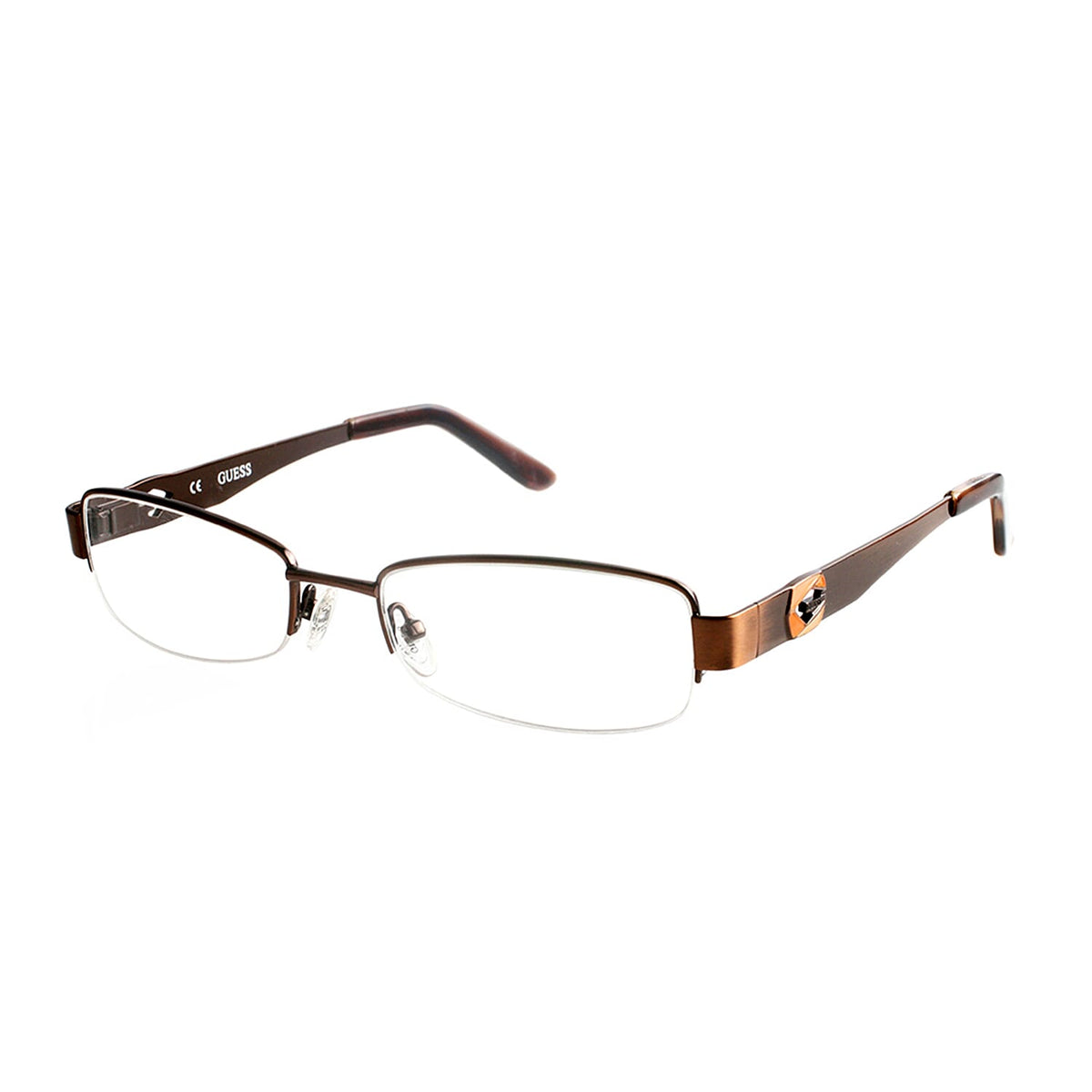 GUESS Half Rim Oval Metal Readers with Plastic Sides (Power 2.0) - Brown 7750735 0