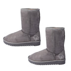 GURU Womens Winter Faux Suede Fluffy Boots (Size 3) - Grey