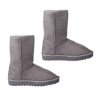 GURU Womens Winter Faux Suede Fluffy Boots (Size 3) - Grey