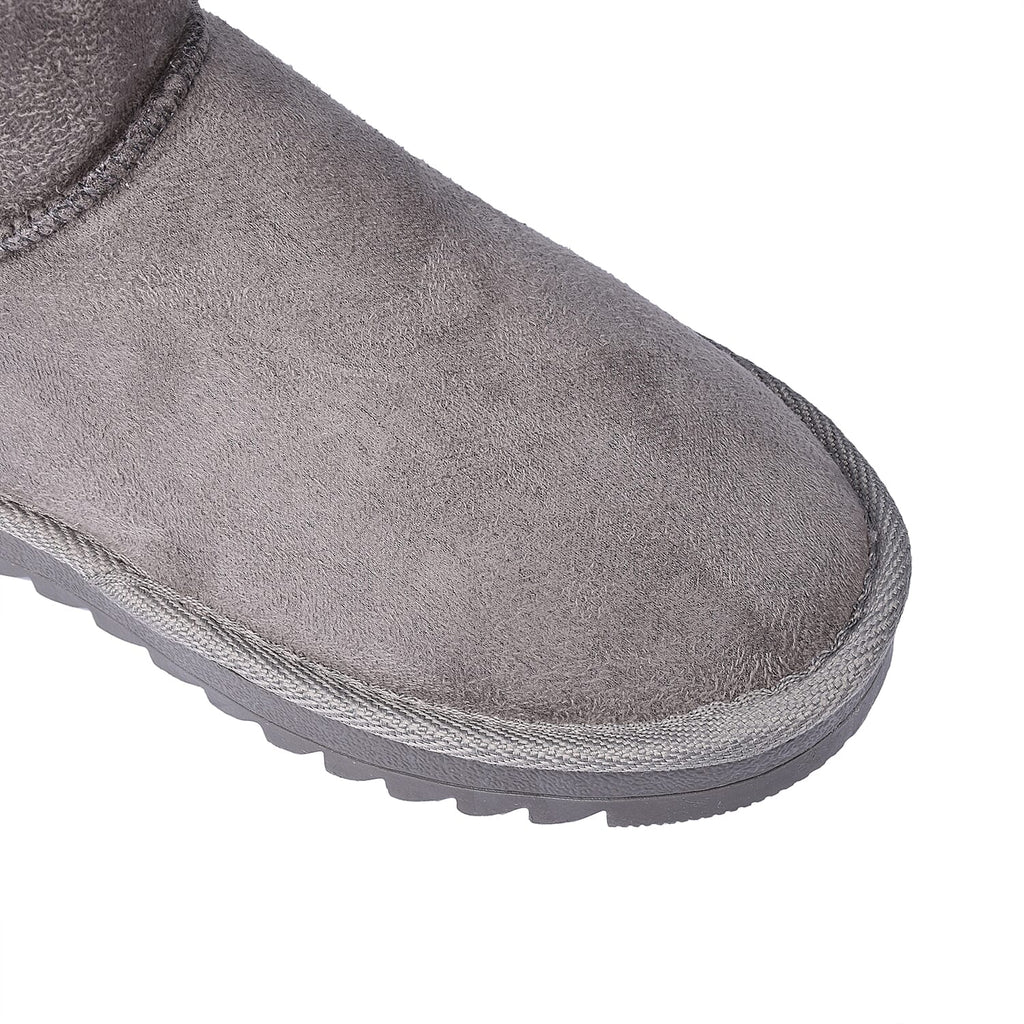 GURU Womens Winter Faux Suede Fluffy Boots (Size 3) - Grey