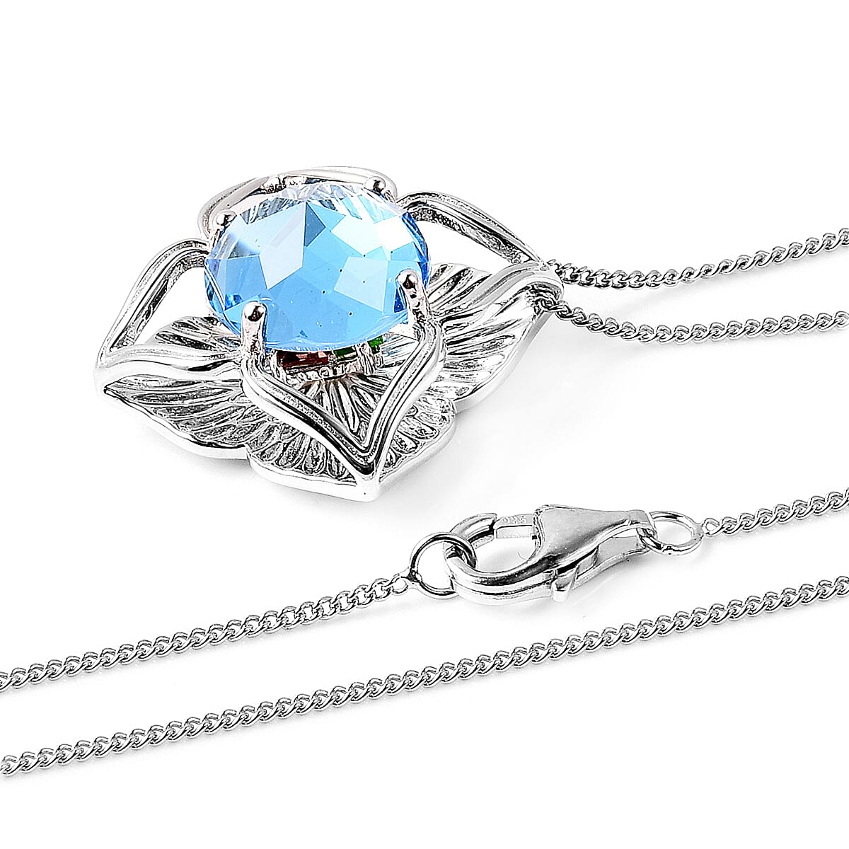 Galatea DavinChi Cut Chrome Diopside and Multi-gem Necklace in Rhodium Plated Sterling Silver 3714657 4
