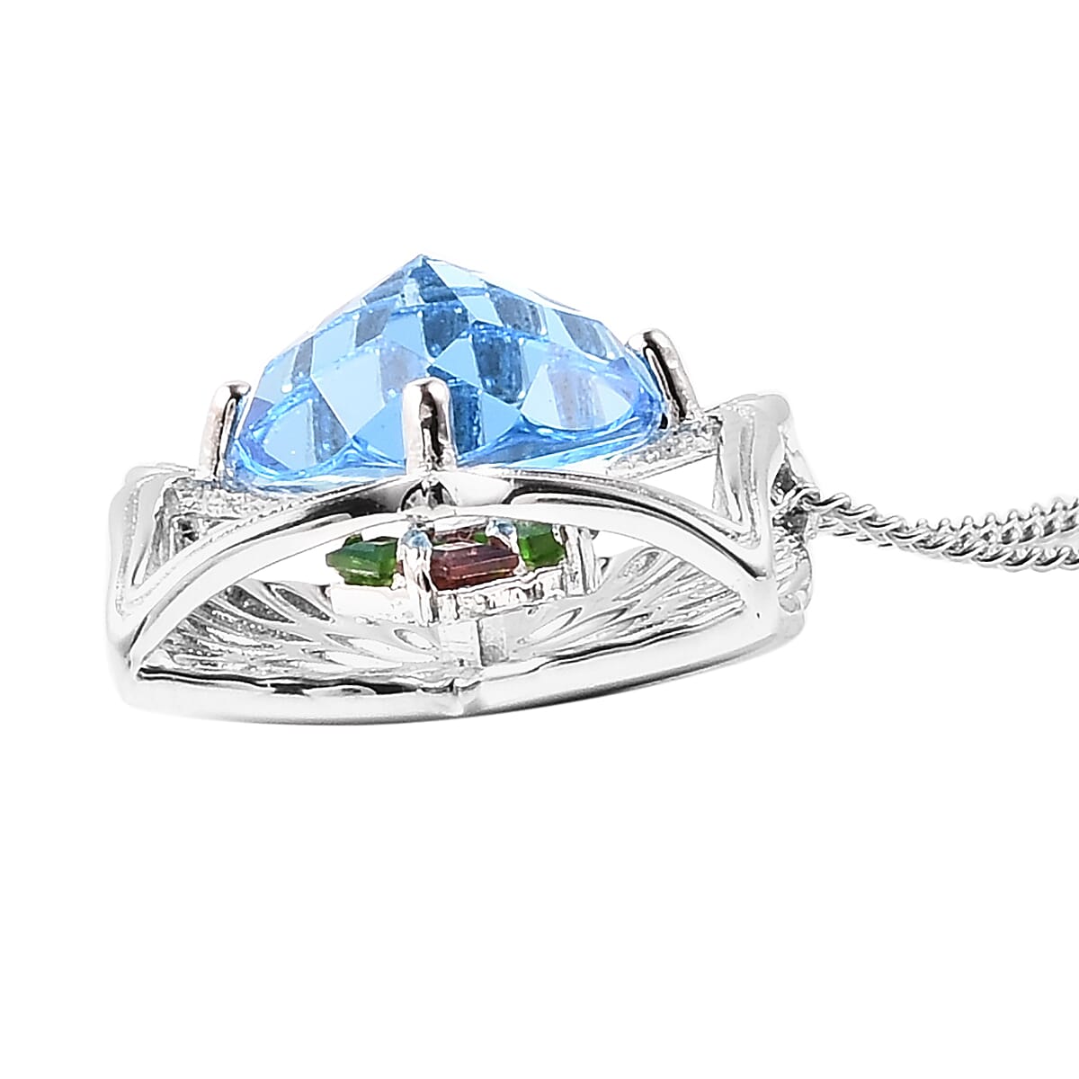 Galatea DavinChi Cut Chrome Diopside and Multi-gem Necklace in Rhodium Plated Sterling Silver 3714657 5