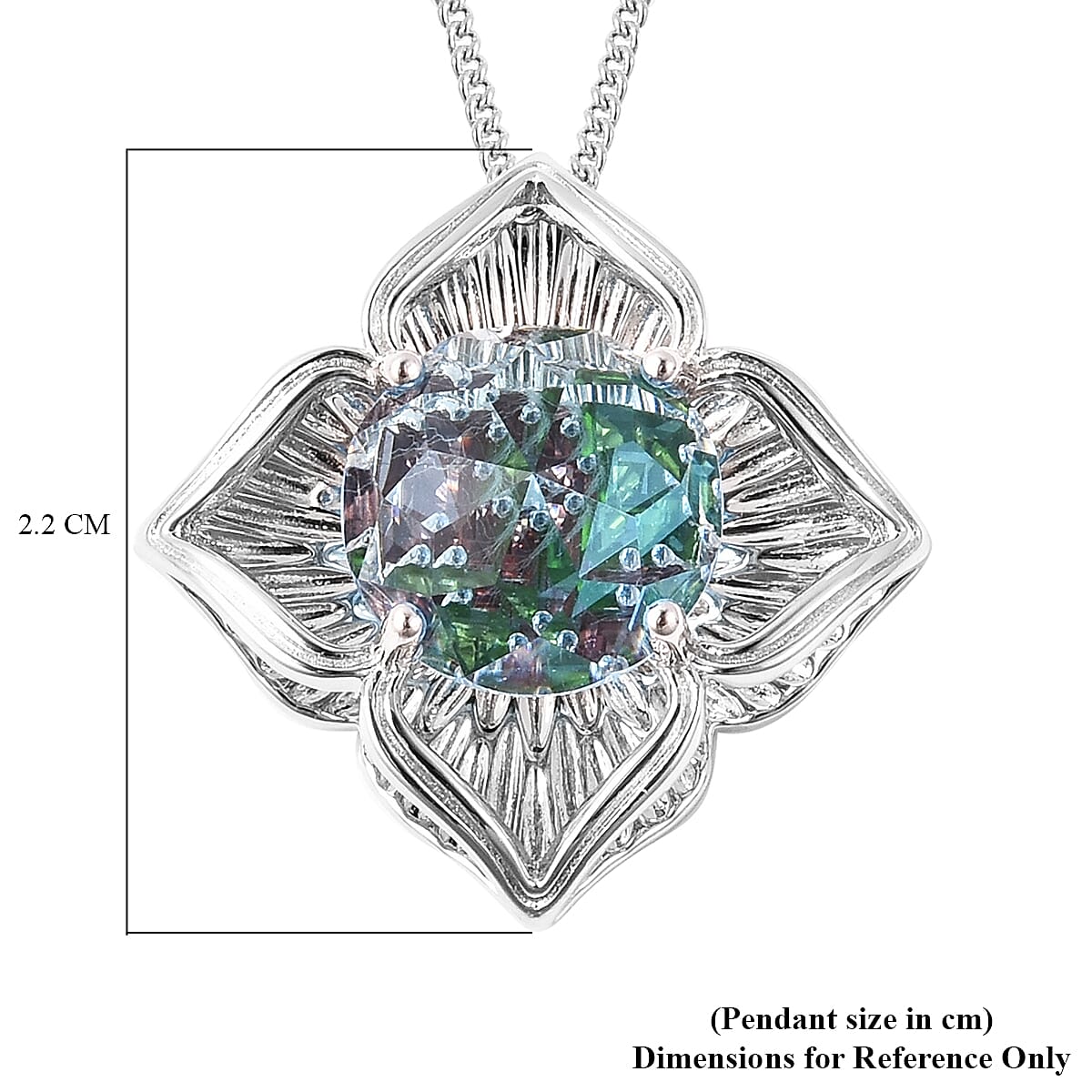 Galatea DavinChi Cut Chrome Diopside and Multi-gem Necklace in Rhodium Plated Sterling Silver 3714657 6