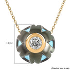 GALATEA - The Symbol of Love - 9K Yellow Gold Premium Tahitian Pearl with American RC Turquoise and Moissanite Pendant with Chain 5.42 Ct