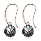 Galatea Pearl - 9K Yellow Gold Tahiti Pearl Drop Hook Earrings
