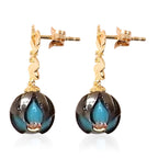 GALATEA - The Symbol of Love - Premium Tahitian Pearl and Natural Zircon Floral Earrings in Yellow Gold Plated Sterling Silver
