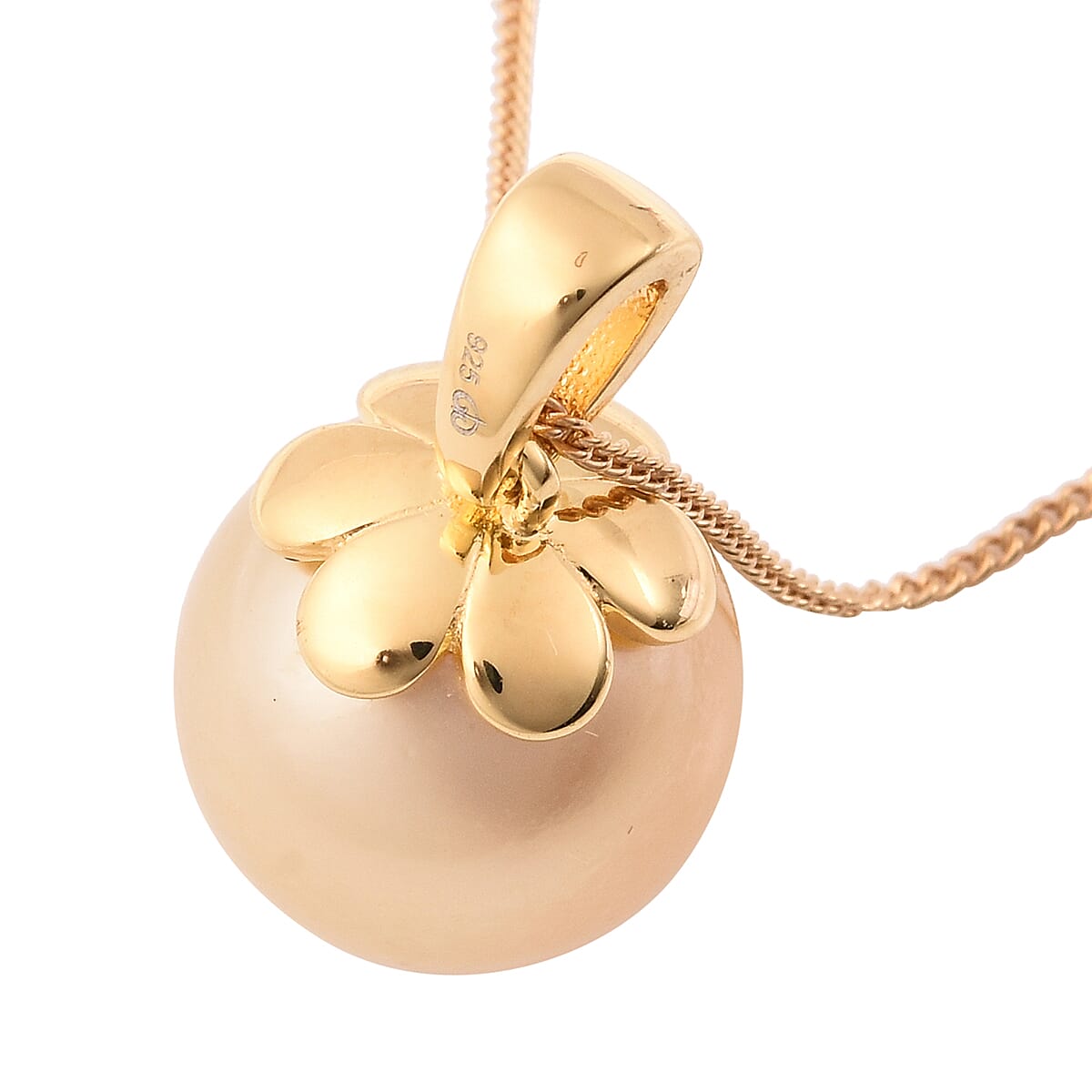 Galatea Pearl - Golden South Sea Pearl Pendant with Chain (Size - 20) in 18K Vermeil Yellow Gold Plated Sterling Silver 9.25 Ct 3714655 5