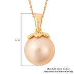 Galatea Pearl - Golden South Sea Pearl Pendant with Chain (Size - 20) in 18K Vermeil Yellow Gold Plated Sterling Silver 9.25 Ct