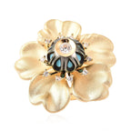 Galatea Pearl - Tahiti Pearl and Natural Zircon Flower Design Carved Ring in 18K Yellow Gold Vermeil Plated Sterling Silver 4.35 Ct, Silver Wt 10.00 Gms