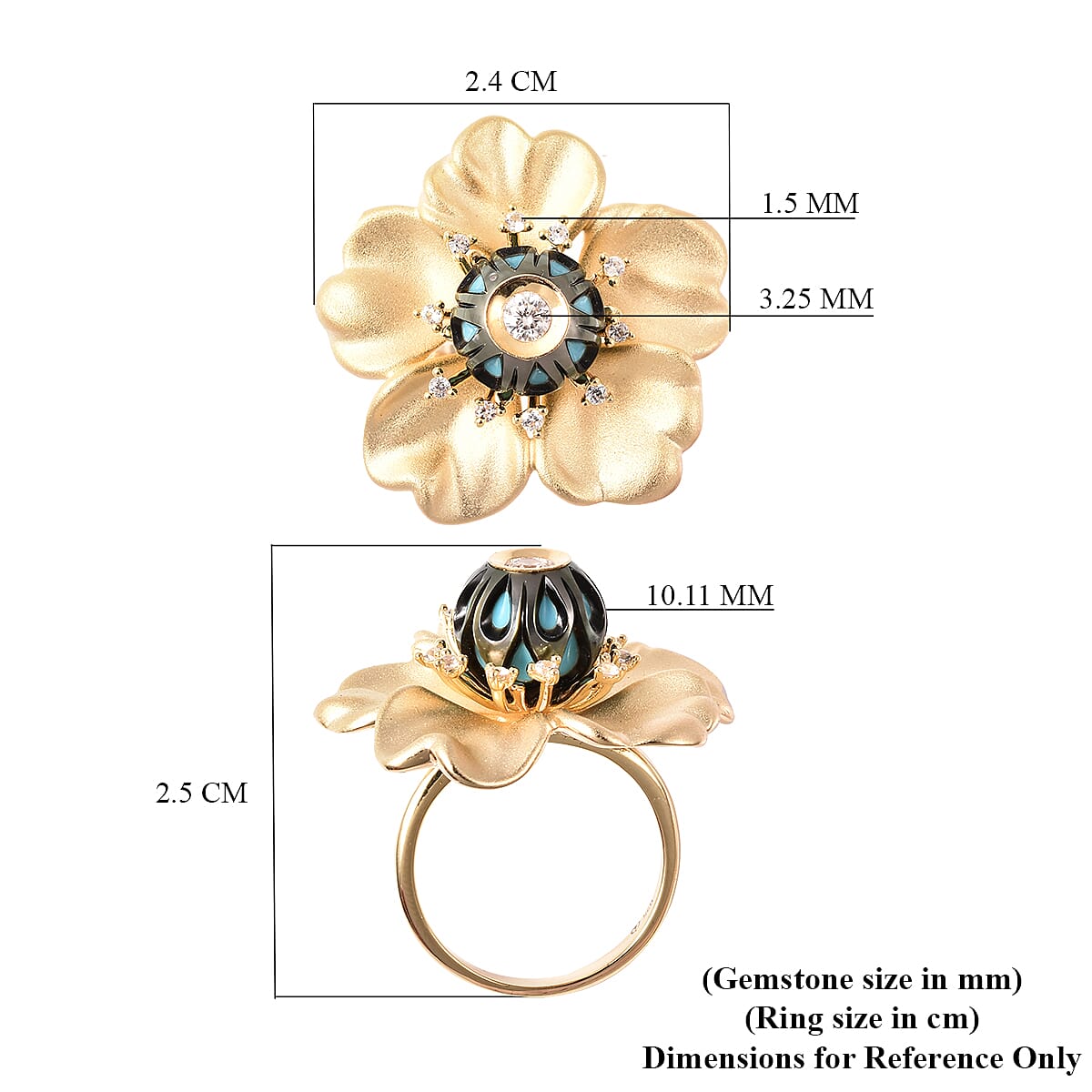 Galatea Pearl - Tahiti Pearl and Natural Zircon Flower Design Carved Ring in 18K Yellow Gold Vermeil Plated Sterling Silver 4.35 Ct, Silver Wt 10.00 Gms 3727938 6