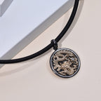 GALATEA - The Capitan Collection - Diamond Dragon Pendant with 20 Inch Leather Cord in Diamond (SI-GH) & 14K Yellow Gold Wt. 3.40 Gms