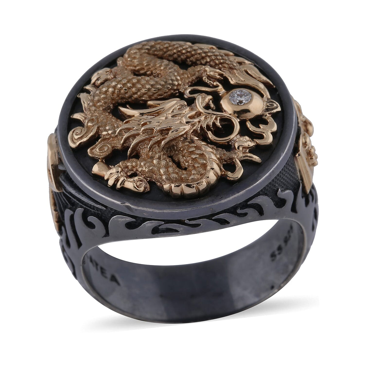 Galatea - The Capitan Collection - Diamond Dragon Ring (SI-GH) In 14K Yellow Gold &amp; Sterling Silver 6034670 0