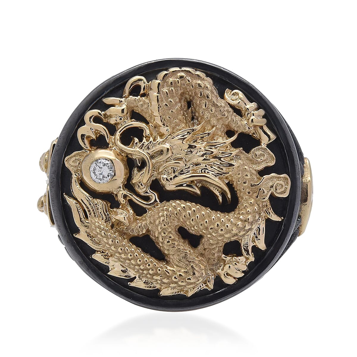 Galatea - The Capitan Collection - Diamond Dragon Ring (SI-GH) In 14K Yellow Gold &amp; Sterling Silver 6034670 1