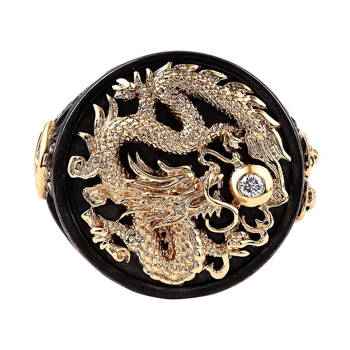 Galatea - The Capitan Collection - Diamond Dragon Ring in 14K Yellow Gold &amp; Sterling Silver 8727208 1