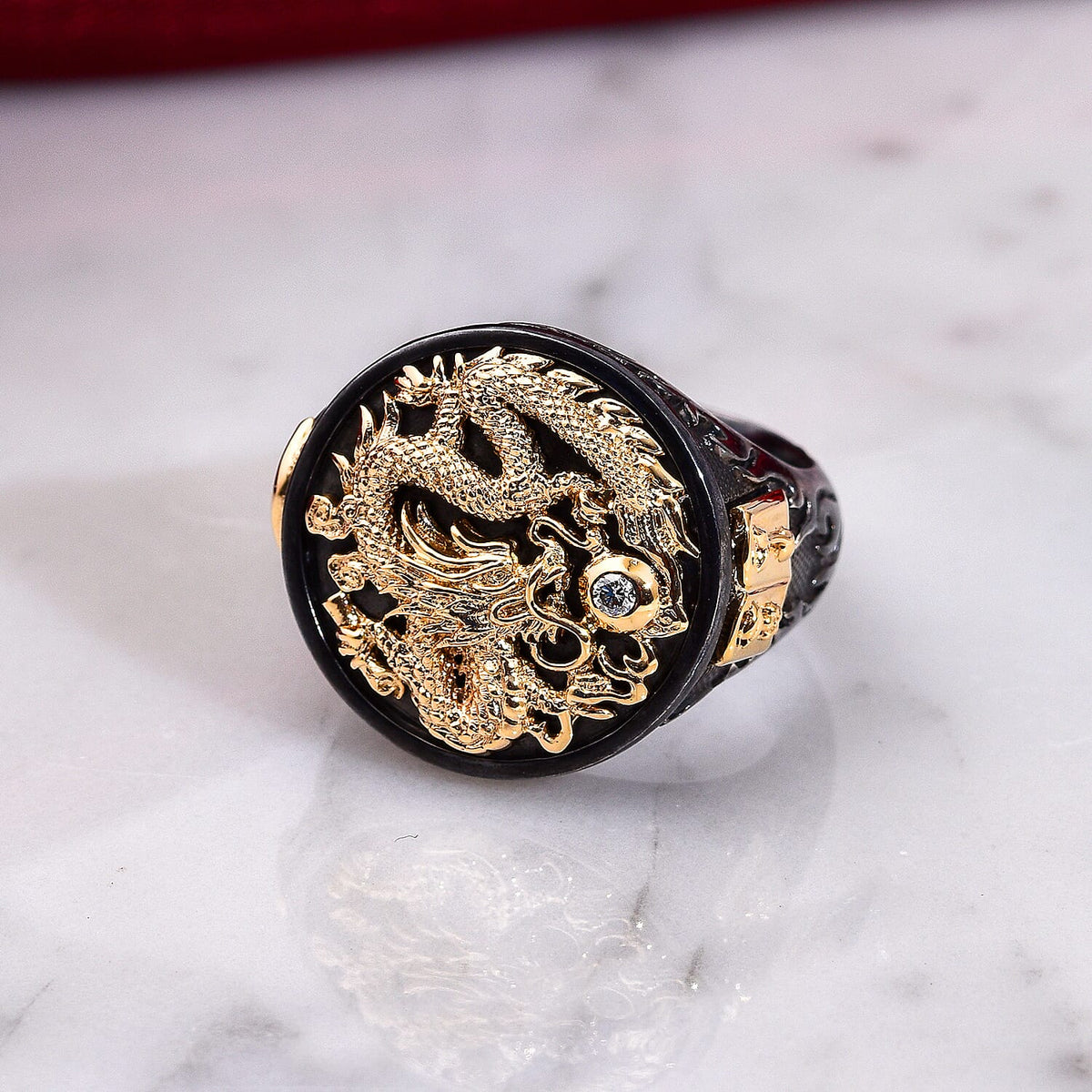 Galatea - The Capitan Collection - Diamond Dragon Ring in 14K Yellow Gold &amp; Sterling Silver V32503428 1