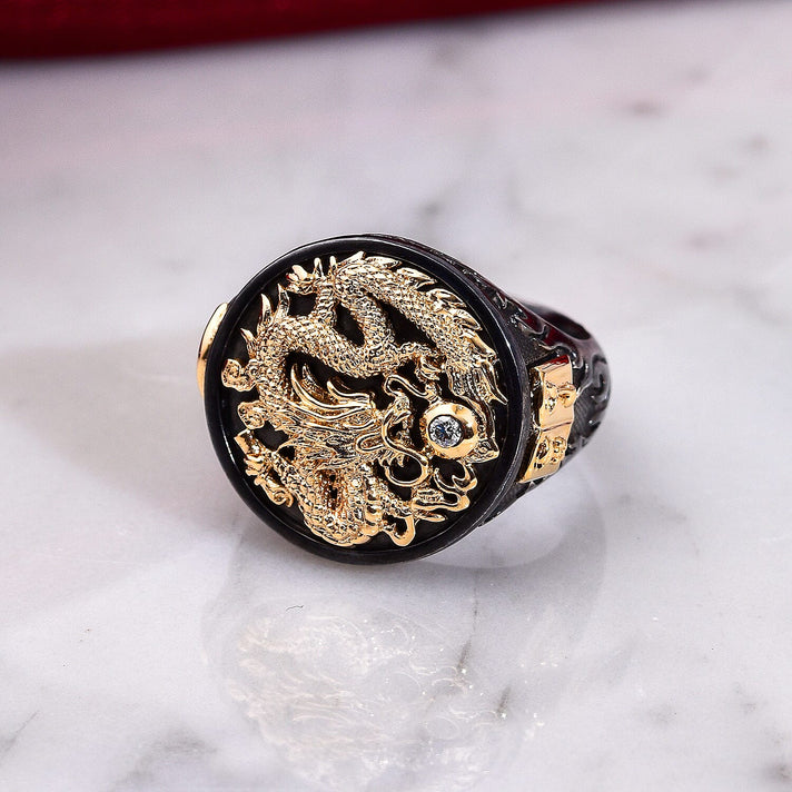 Galatea - The Capitan Collection - Diamond Dragon Ring in 14K Yellow Gold &amp; Sterling Silver 8727208 2
