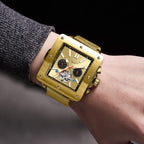 GAMAGES OF LONDON Hand Assembled Astute Automatic Movement Gold Dial Water Resistant Watch with Stainless Steel Milanese Bracelet