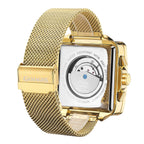 GAMAGES OF LONDON Hand Assembled Astute Automatic Movement Gold Dial Water Resistant Watch with Stainless Steel Milanese Bracelet