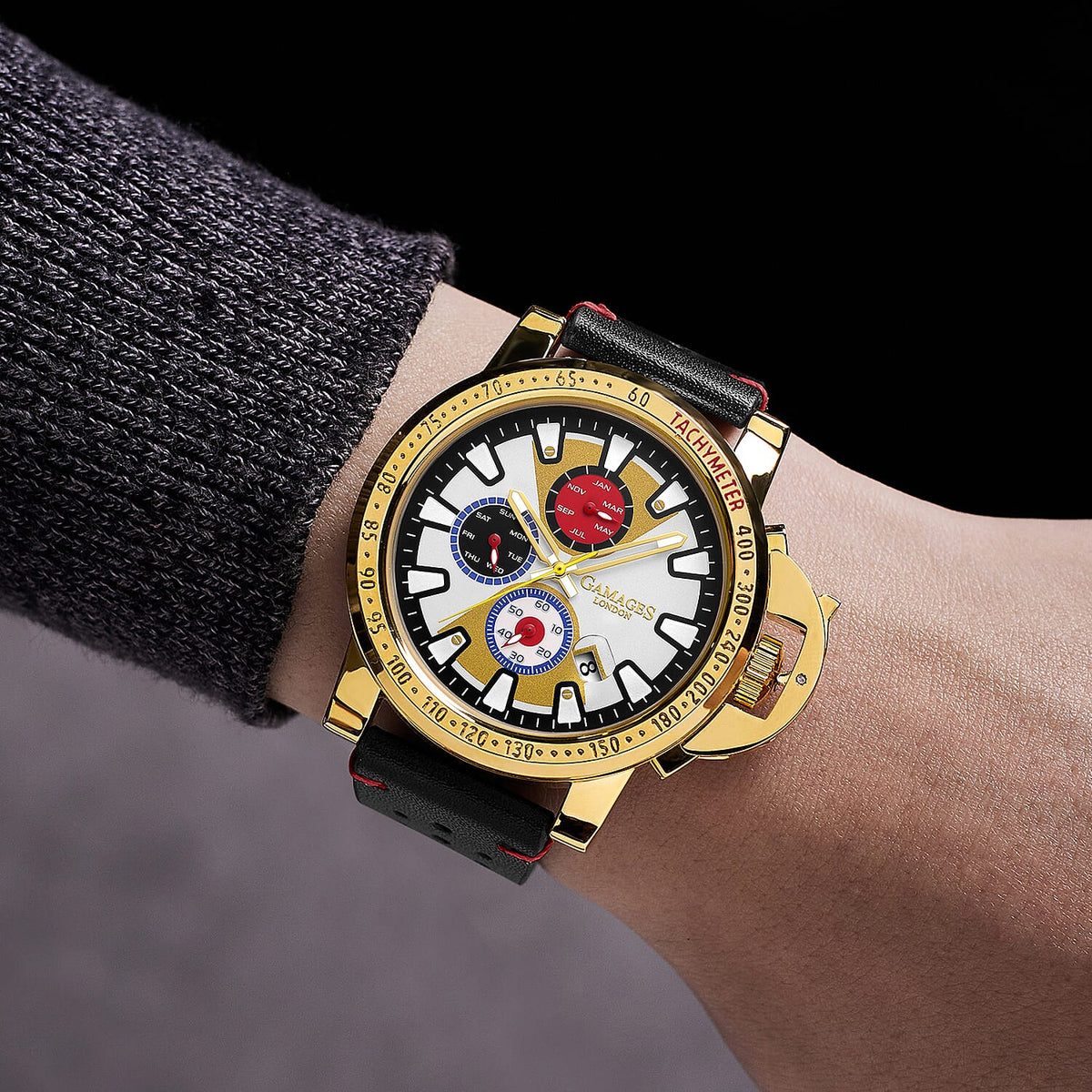 Gamages Of London Automatic Mens Watch in Stainless Steel with Black Colour Strap V32640081 1