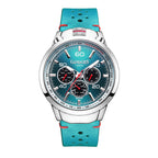 GAMAGES OF LONDON Hand Assembled The Countdown Automatic Movement Water Resistant Watch with Blue Leather Strap