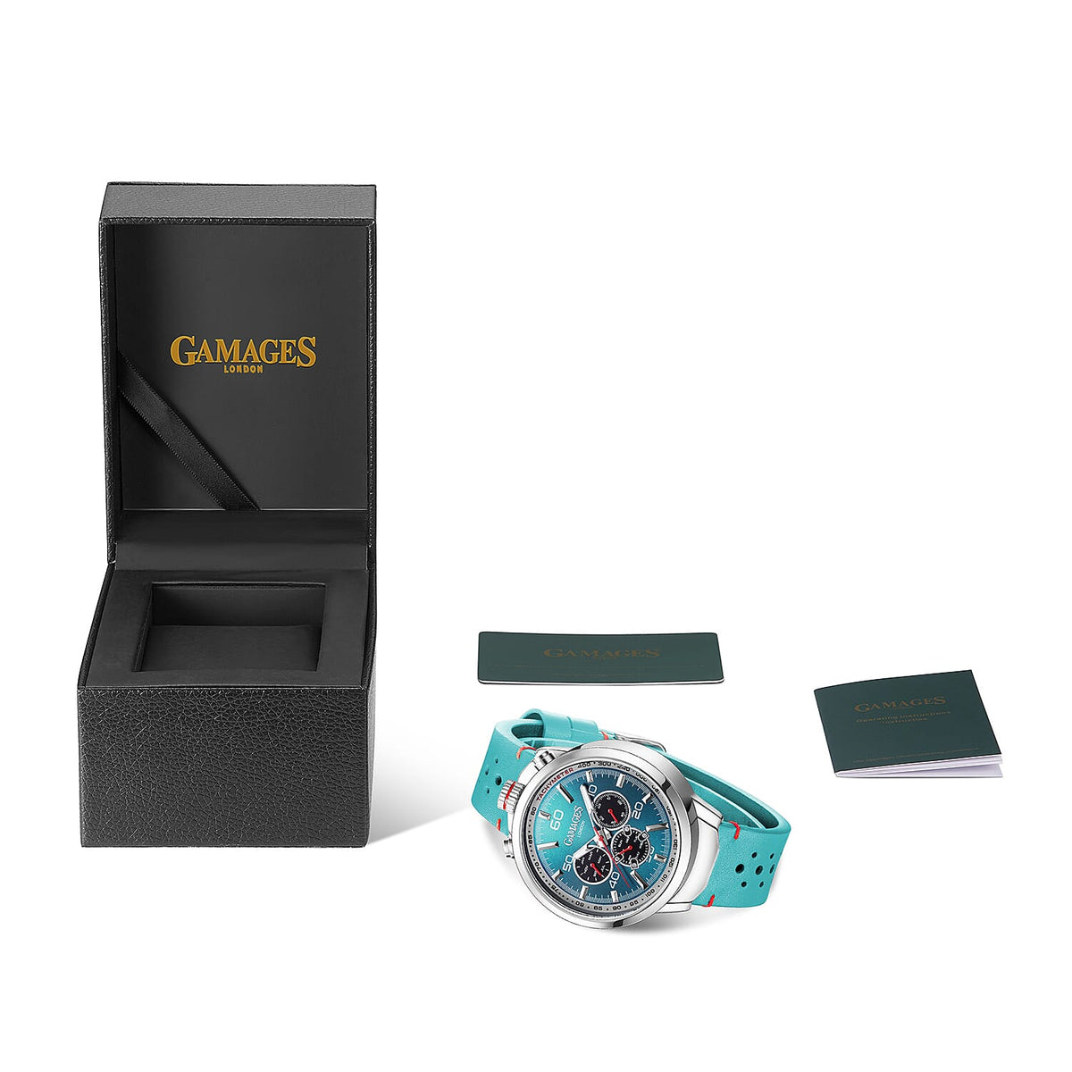 GAMAGES OF LONDON Hand Assembled The Countdown Automatic Movement Water Resistant Watch with Teal Leather Strap 7544836 3