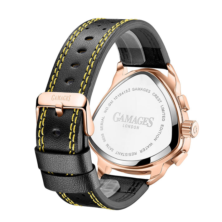 The Gamages Of London Hand Assembled Halidon Crest Automatic Movement Rose Gold IP Case Water Resistant Watch with Soot-black Leather Bracelet 7548373 2